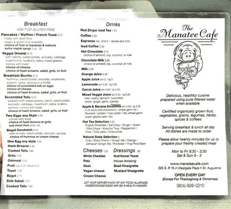 The Manatee Cafe St Augustine Florida Restaurant Happycow The Manatee Cafe St Augustine Florida Restaurant Happycow